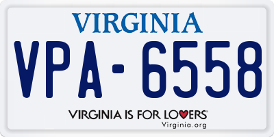 VA license plate VPA6558