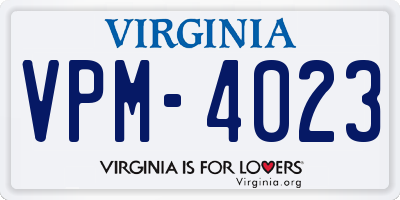 VA license plate VPM4023