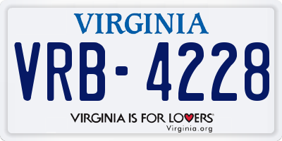 VA license plate VRB4228