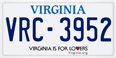 VA license plate VRC3952