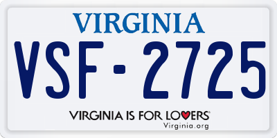 VA license plate VSF2725