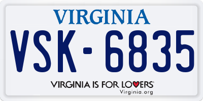 VA license plate VSK6835