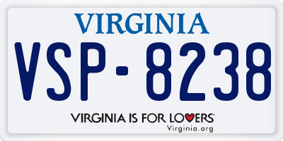 VA license plate VSP8238