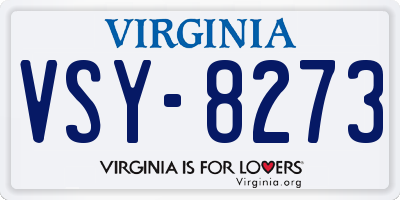 VA license plate VSY8273