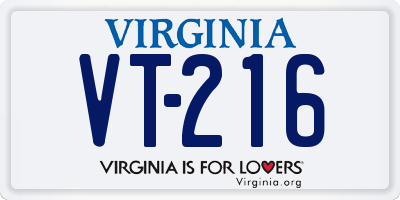 VA license plate VT216