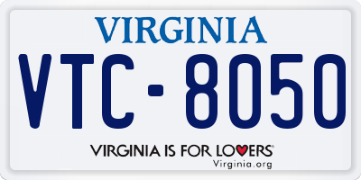 VA license plate VTC8050