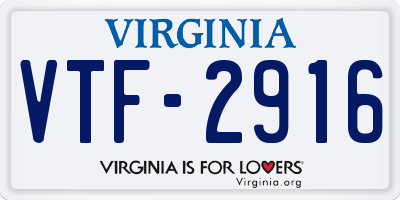 VA license plate VTF2916