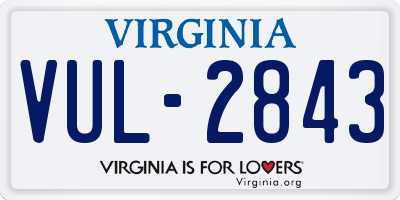 VA license plate VUL2843