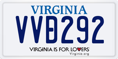 VA license plate VVD292