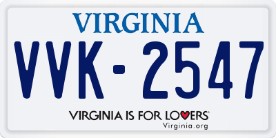 VA license plate VVK2547