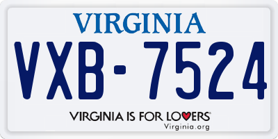 VA license plate VXB7524