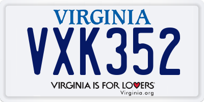 VA license plate VXK352