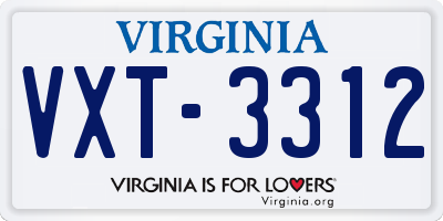 VA license plate VXT3312