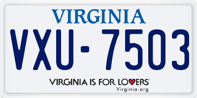 VA license plate VXU7503