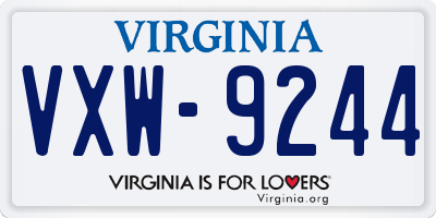 VA license plate VXW9244