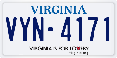 VA license plate VYN4171