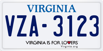 VA license plate VZA3123