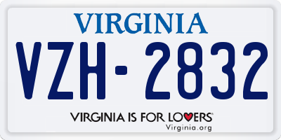 VA license plate VZH2832