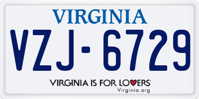 VA license plate VZJ6729