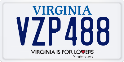 VA license plate VZP488