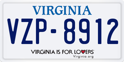 VA license plate VZP8912