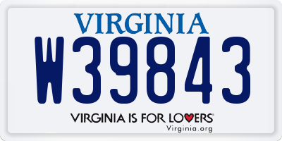 VA license plate W39843