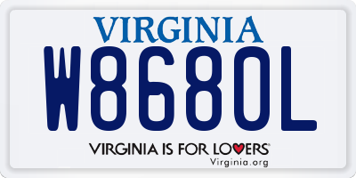 VA license plate W8680L