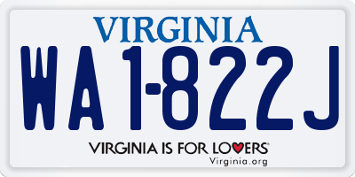 VA license plate WA1822J