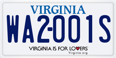 VA license plate WA2001S