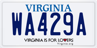VA license plate WA429A