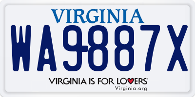 VA license plate WA9887X