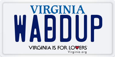 VA license plate WADDUP