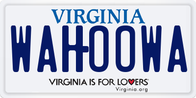 VA license plate WAHOOWA