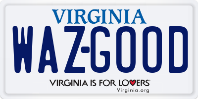 VA license plate WAZGOOD