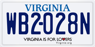 VA license plate WB2028N