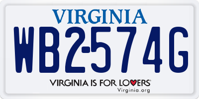 VA license plate WB2574G