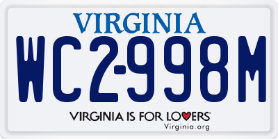 VA license plate WC2998M