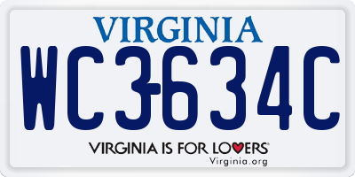 VA license plate WC3634C