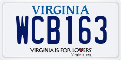 VA license plate WCB163