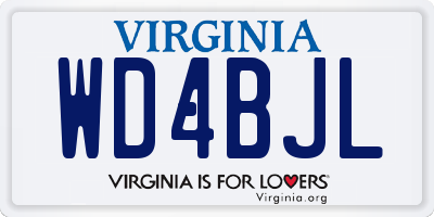 VA license plate WD4BJL