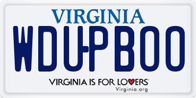 VA license plate WDUPBOO