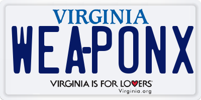 VA license plate WEAPONX