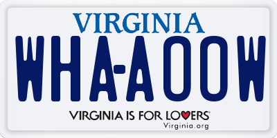 VA license plate WHAAOOW