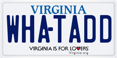 VA license plate WHATADD