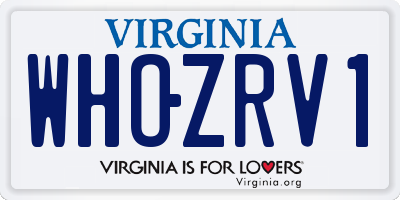 VA license plate WHOZRV1