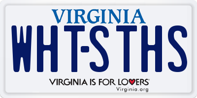 VA license plate WHTSTHS