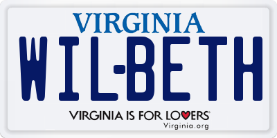 VA license plate WILBETH