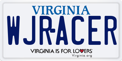 VA license plate WJRACER