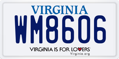 VA license plate WM8606