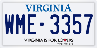 VA license plate WME3357